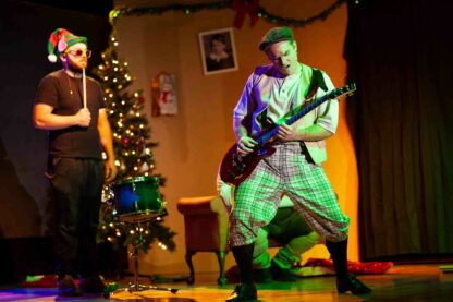 Stephen Gashler and John Cobb rocking out in the 2021 premiere production of A KRAMPUS KAROL